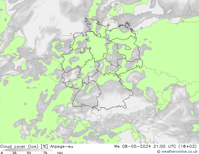 облака (низкий) Arpege-eu ср 08.05.2024 21 UTC