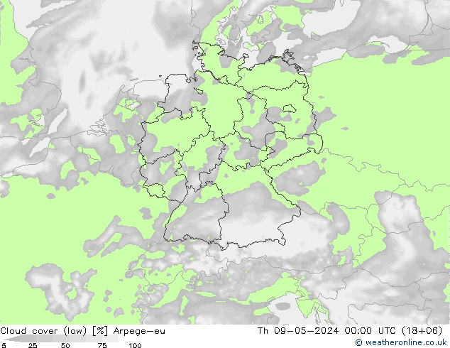 Nubi basse Arpege-eu gio 09.05.2024 00 UTC