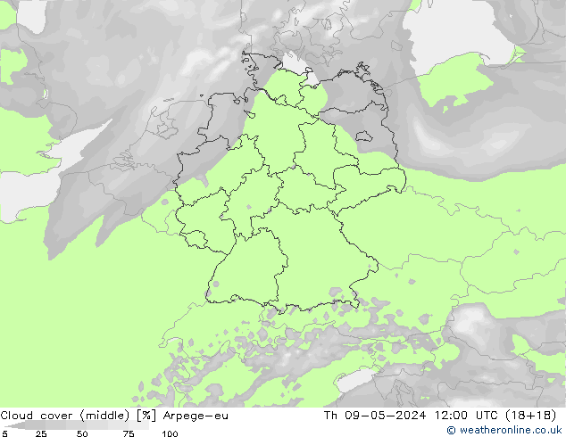 Nubes medias Arpege-eu jue 09.05.2024 12 UTC