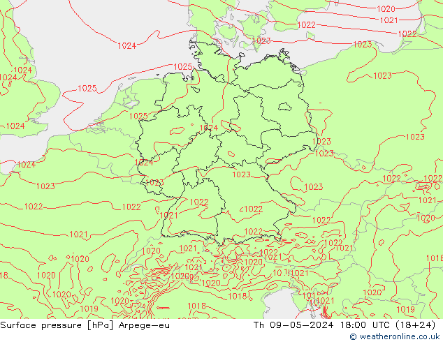 Yer basıncı Arpege-eu Per 09.05.2024 18 UTC