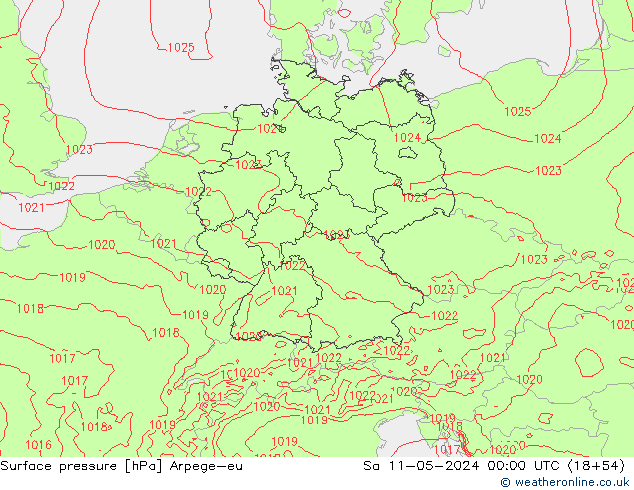 приземное давление Arpege-eu сб 11.05.2024 00 UTC