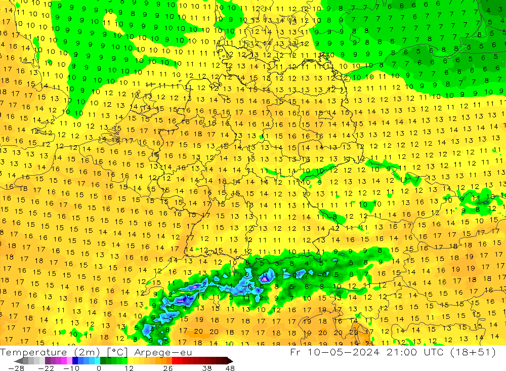 Temperature (2m) Arpege-eu Fr 10.05.2024 21 UTC