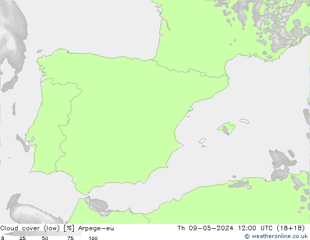 nízká oblaka Arpege-eu Čt 09.05.2024 12 UTC