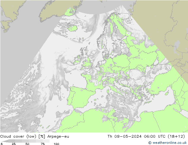 Nubi basse Arpege-eu gio 09.05.2024 06 UTC