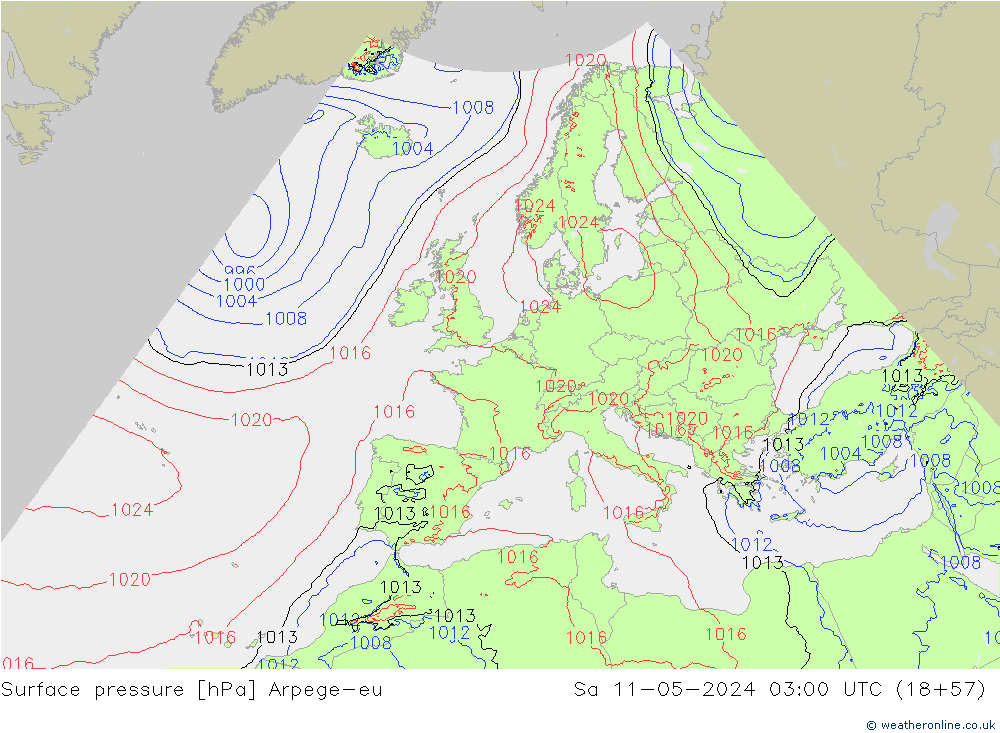 Luchtdruk (Grond) Arpege-eu za 11.05.2024 03 UTC