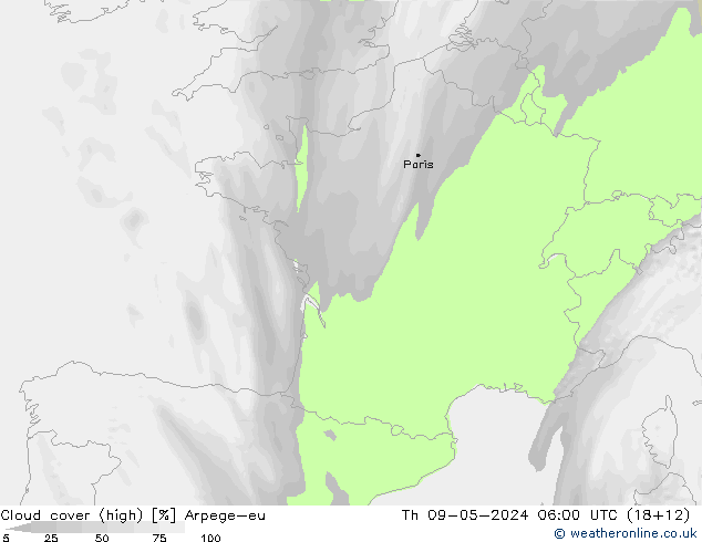 Wolken (hohe) Arpege-eu Do 09.05.2024 06 UTC