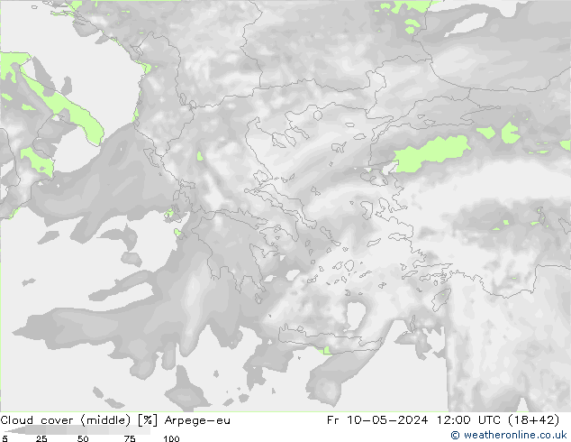 Cloud cover (middle) Arpege-eu Fr 10.05.2024 12 UTC