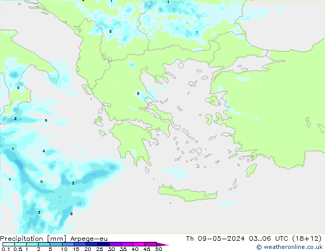 Precipitación Arpege-eu jue 09.05.2024 06 UTC