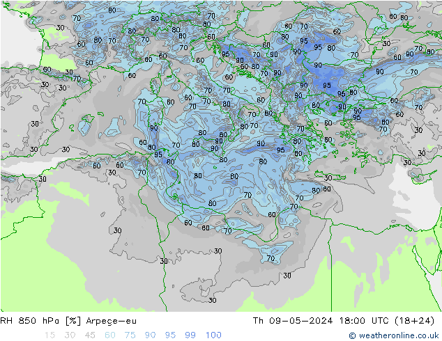 850 hPa Nispi Nem Arpege-eu Per 09.05.2024 18 UTC