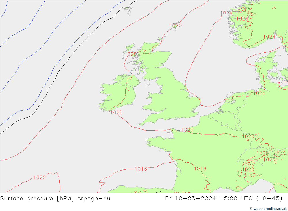 приземное давление Arpege-eu пт 10.05.2024 15 UTC