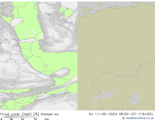 nuvens (high) Arpege-eu Sáb 11.05.2024 06 UTC