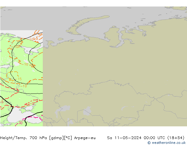 Height/Temp. 700 hPa Arpege-eu So 11.05.2024 00 UTC