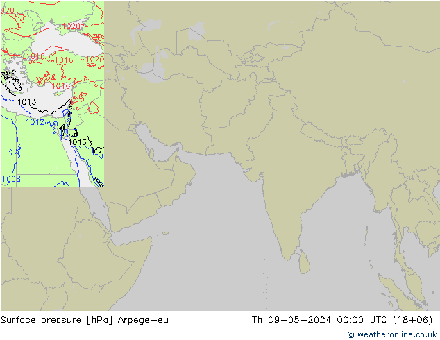 Surface pressure Arpege-eu Th 09.05.2024 00 UTC