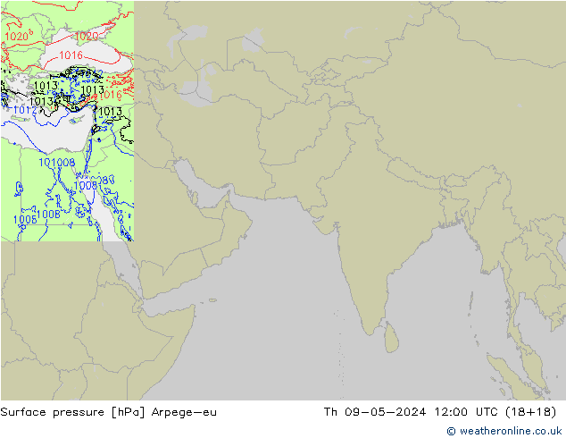 Presión superficial Arpege-eu jue 09.05.2024 12 UTC