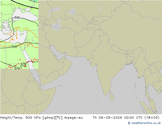 Height/Temp. 500 hPa Arpege-eu Th 09.05.2024 00 UTC