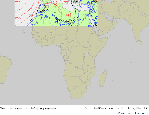 Surface pressure Arpege-eu Sa 11.05.2024 03 UTC