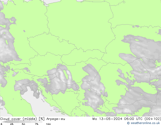 Nubes medias Arpege-eu lun 13.05.2024 06 UTC