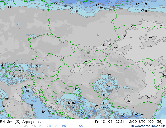 RH 2m Arpege-eu  10.05.2024 12 UTC