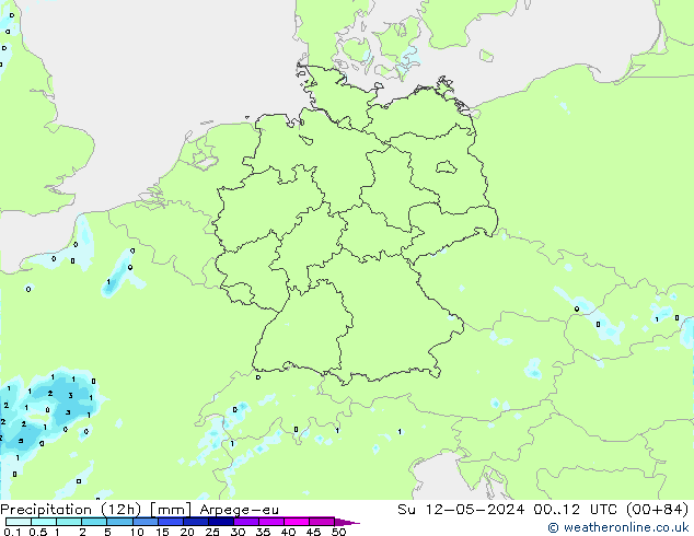 Yağış (12h) Arpege-eu Paz 12.05.2024 12 UTC