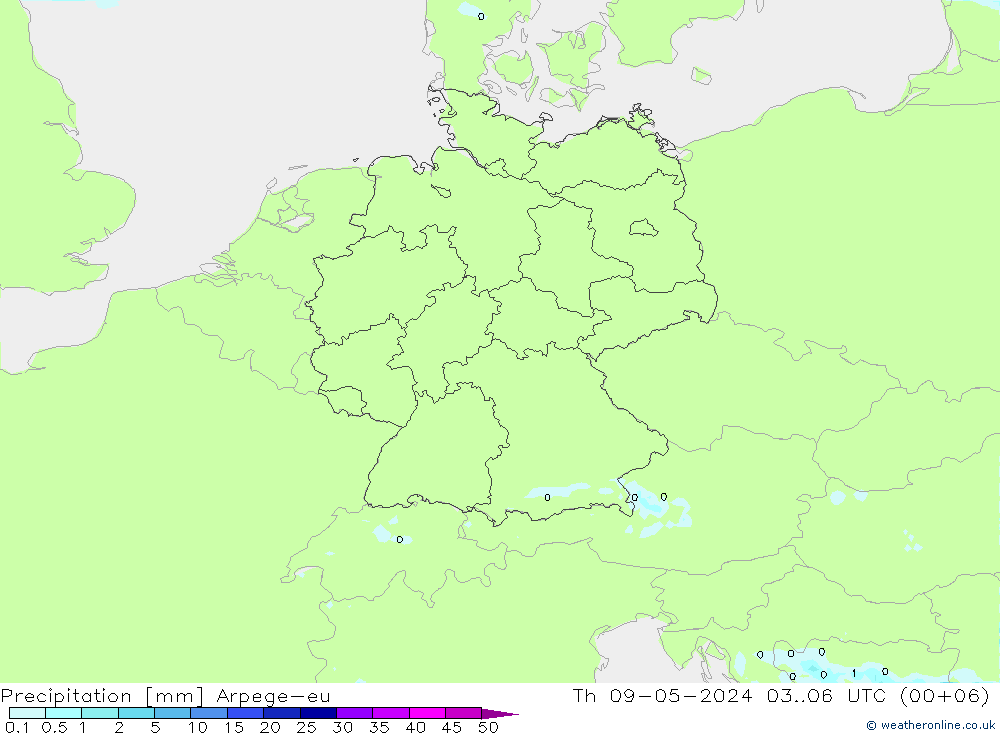 Niederschlag Arpege-eu Do 09.05.2024 06 UTC
