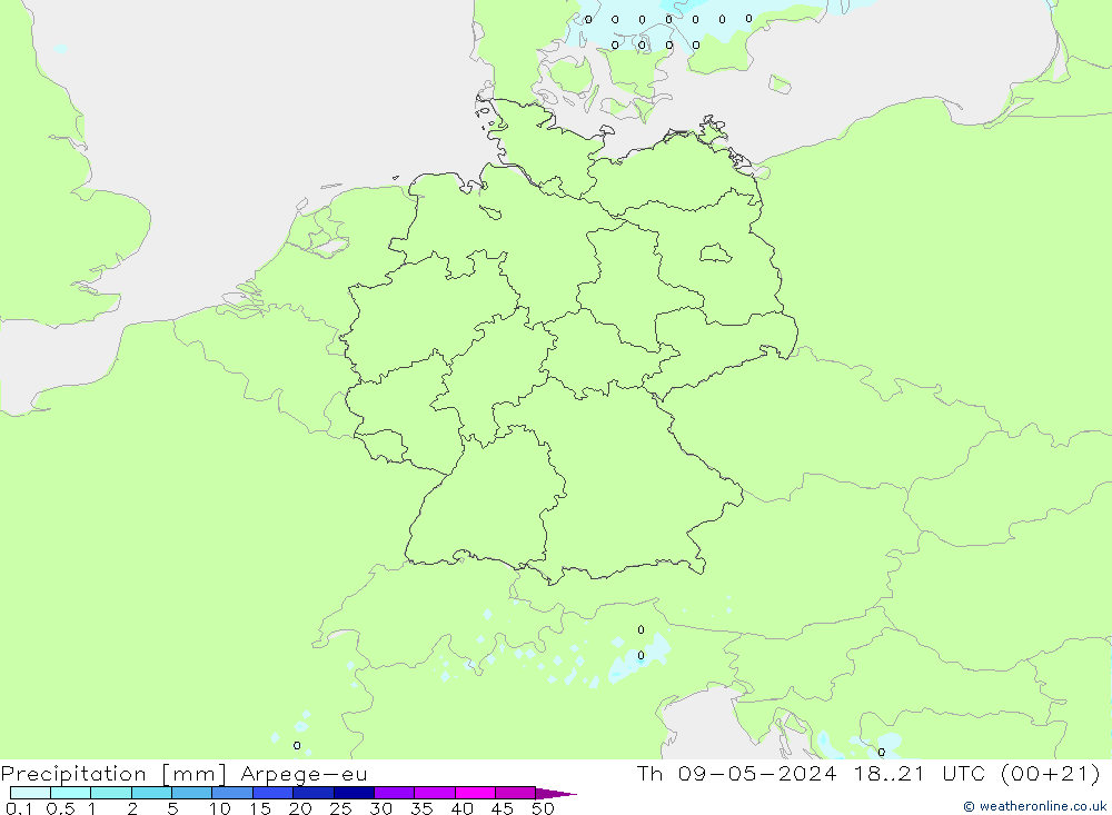 Niederschlag Arpege-eu Do 09.05.2024 21 UTC