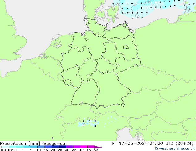 Precipitación Arpege-eu vie 10.05.2024 00 UTC