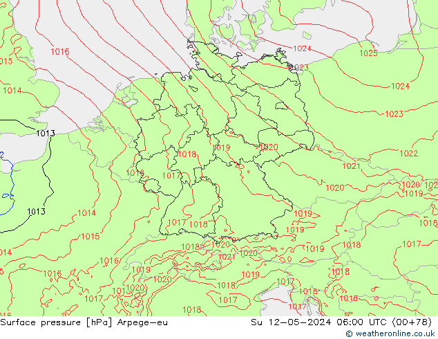 Surface pressure Arpege-eu Su 12.05.2024 06 UTC