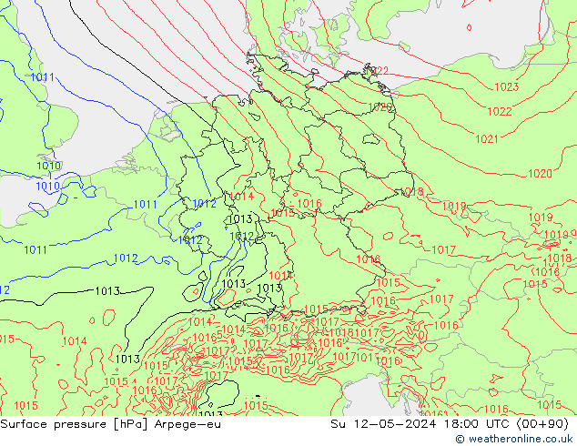 pressão do solo Arpege-eu Dom 12.05.2024 18 UTC