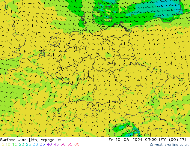 Surface wind Arpege-eu Fr 10.05.2024 03 UTC