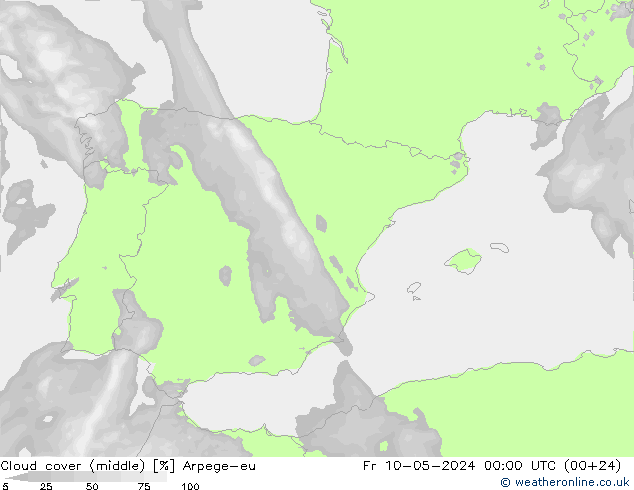 Nubi medie Arpege-eu ven 10.05.2024 00 UTC