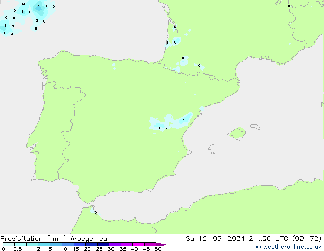 Neerslag Arpege-eu zo 12.05.2024 00 UTC