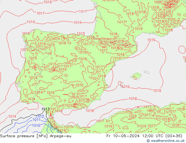 Yer basıncı Arpege-eu Cu 10.05.2024 12 UTC