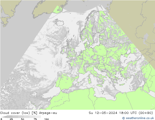 zachmurzenie (niskie) Arpege-eu nie. 12.05.2024 18 UTC