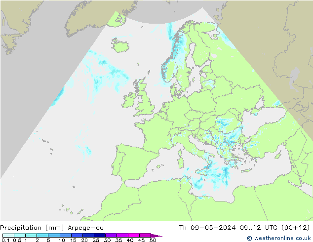 降水 Arpege-eu 星期四 09.05.2024 12 UTC