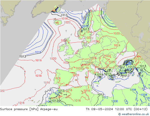 Bodendruck Arpege-eu Do 09.05.2024 12 UTC