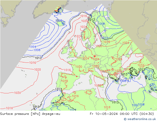 Bodendruck Arpege-eu Fr 10.05.2024 06 UTC