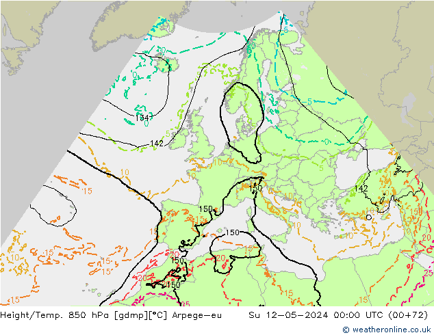 Yükseklik/Sıc. 850 hPa Arpege-eu Paz 12.05.2024 00 UTC
