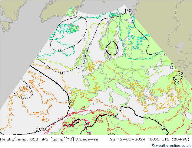 Height/Temp. 850 hPa Arpege-eu Su 12.05.2024 18 UTC