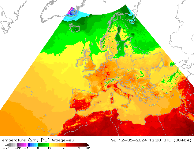 Temperatura (2m) Arpege-eu Dom 12.05.2024 12 UTC
