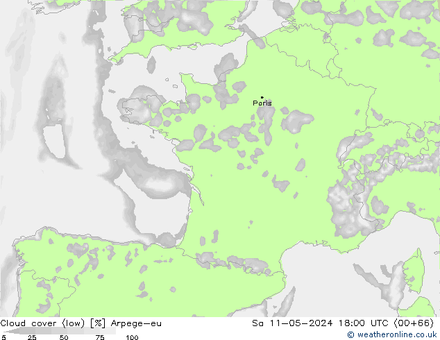 Bewolking (Laag) Arpege-eu za 11.05.2024 18 UTC