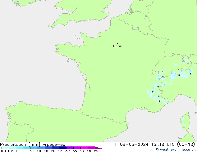 Précipitation Arpege-eu jeu 09.05.2024 18 UTC