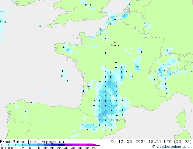 Neerslag Arpege-eu zo 12.05.2024 21 UTC