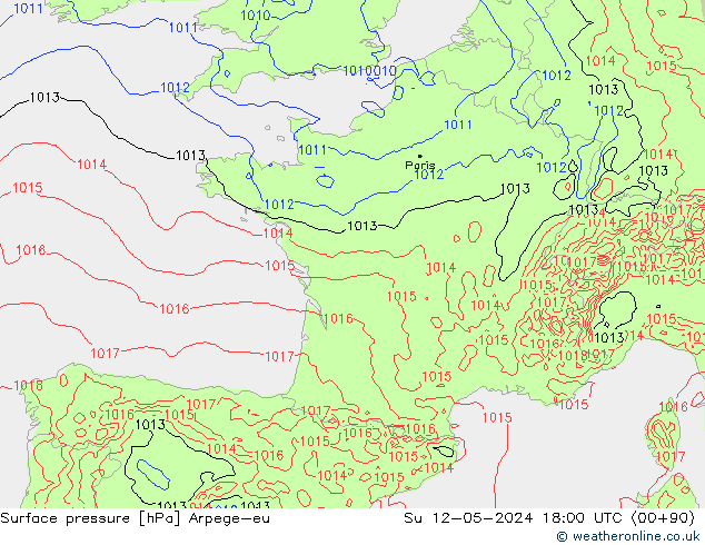 приземное давление Arpege-eu Вс 12.05.2024 18 UTC