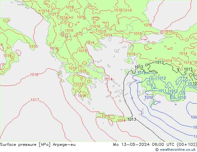 pression de l'air Arpege-eu lun 13.05.2024 06 UTC