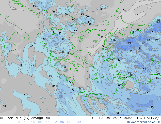 RH 925 hPa Arpege-eu dom 12.05.2024 00 UTC