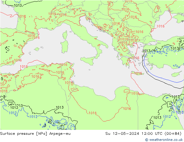 Surface pressure Arpege-eu Su 12.05.2024 12 UTC