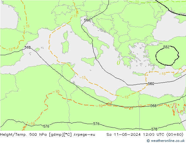 Height/Temp. 500 hPa Arpege-eu  11.05.2024 12 UTC