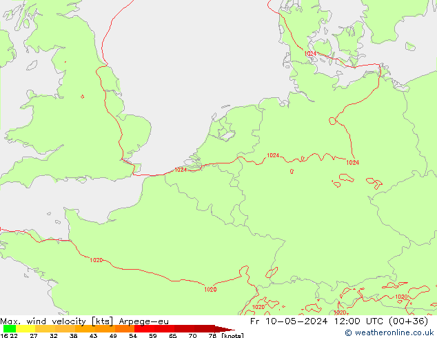 Windböen Arpege-eu Fr 10.05.2024 12 UTC