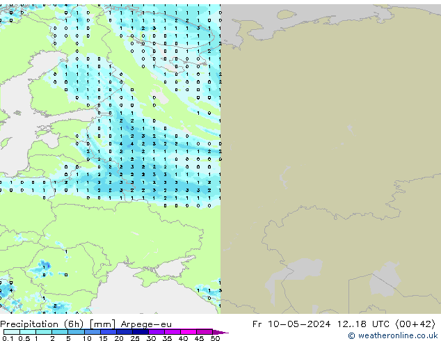 Precipitation (6h) Arpege-eu Fr 10.05.2024 18 UTC
