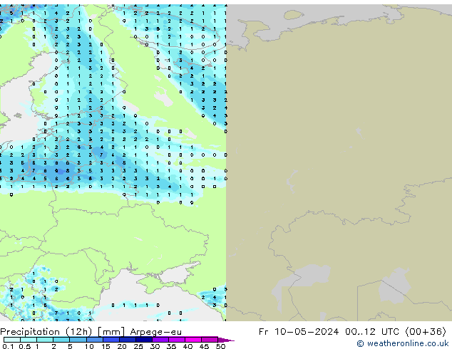 Precipitation (12h) Arpege-eu Fr 10.05.2024 12 UTC